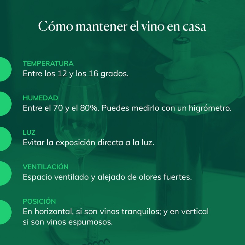 Infografía Tips para conservar el vino en casa