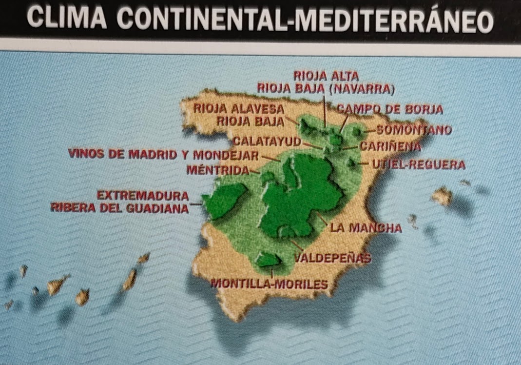 Mapa del clima continental mediterráneo