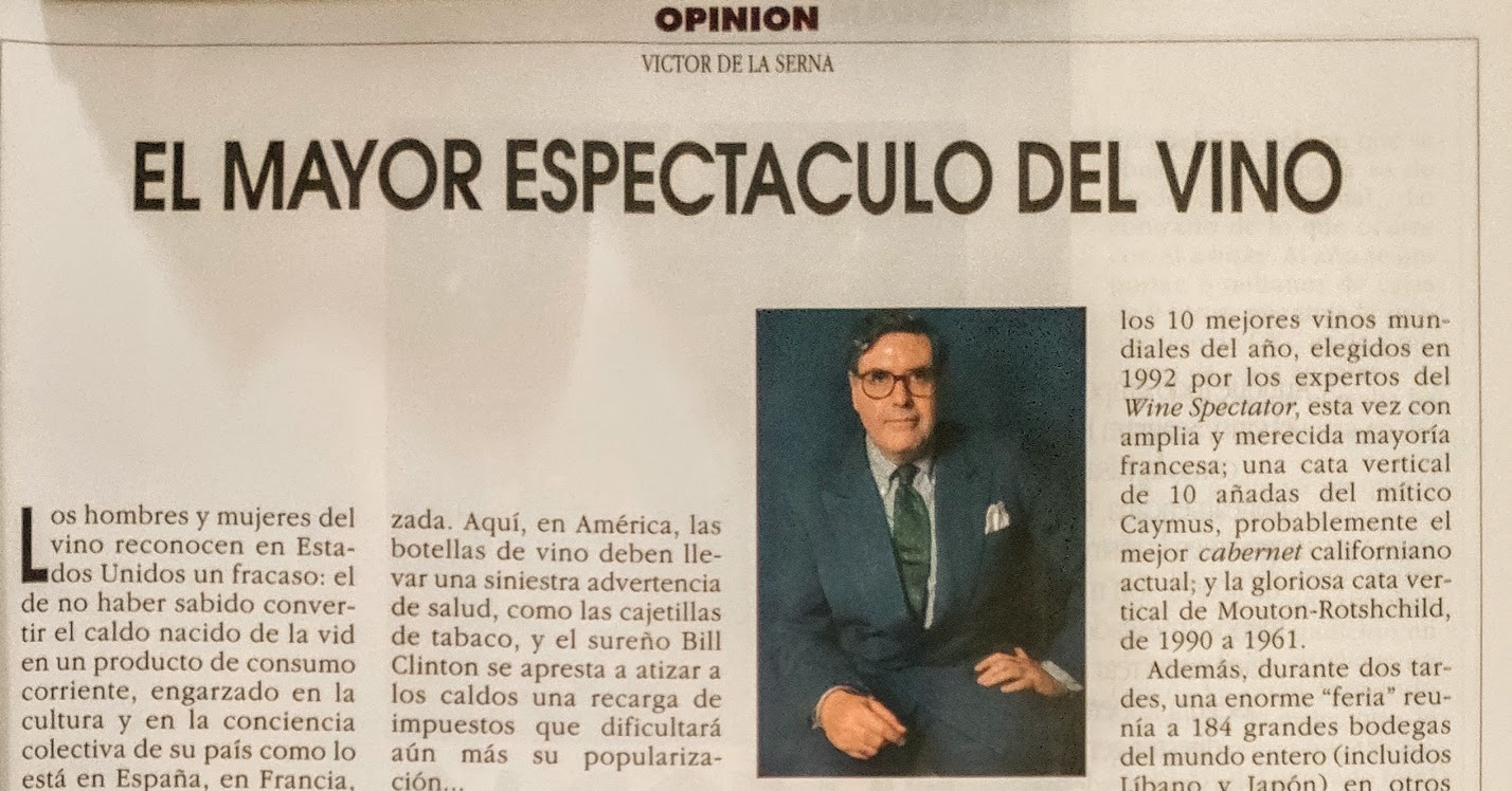 Foto de la columna de Víctor de la Serna en Sibaritas en 1993 adjunto con una foto encabezando de Víctor de la Serna